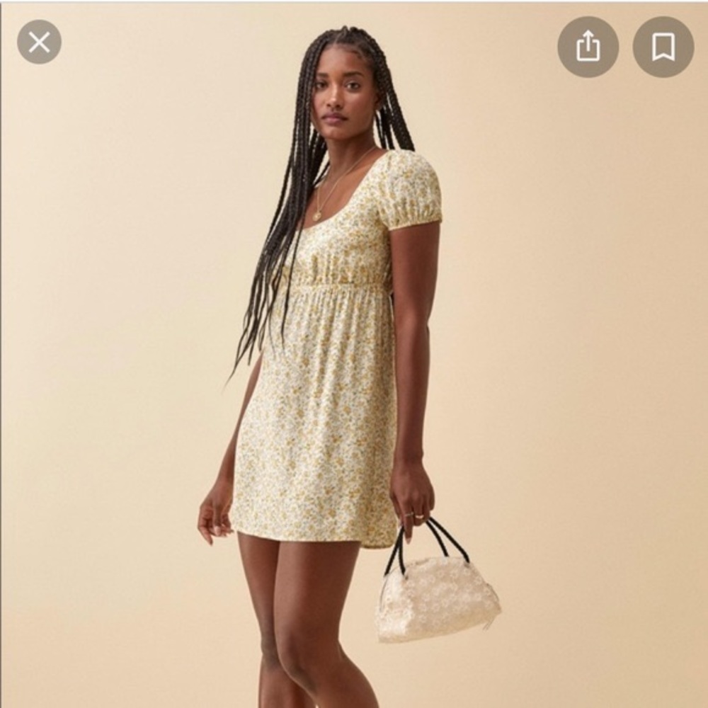 Reformation Yellow Floral Mini Dress